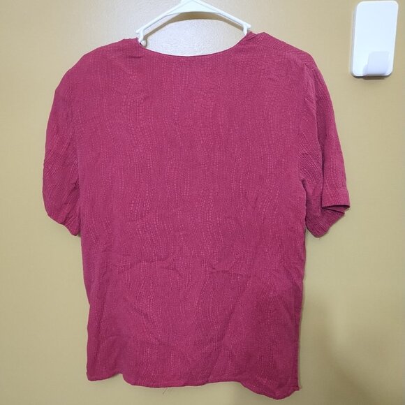 VTG 90s SK & Company Shirt Sleeve Lightweight Crinkle Silk Blouse Sz 8 Retro - Picture 5 of 5